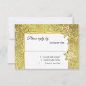 バット・ミッツヴァ・スターズ・ゴールド・グリッター 出欠確認 招待状 (正面)