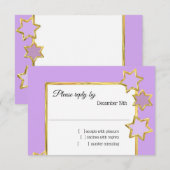 バット・ミッツヴァ スター 任意の色 返信 招待状 (正面/裏面)