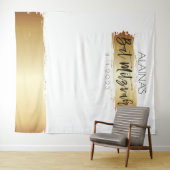 バット・ミッツヴァ・フォトブース・パーティー・バックドロップ・ゴールド・ホワイト タペストリー (インサイチュ(横))