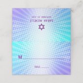 バット・ミッツヴァ ボールド ボーホー レトロ ブルー パープル グラデーション プレイスカード (外部開封)