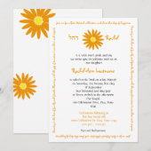 バット・ミッツヴァ 喜ばしいデイジーメッセージ テキスト オレンジ 招待状 (正面/裏面)
