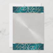 バット・ミッツヴァ・洗練されたターコイズブルーとシルバーのフィリグリー 招待状 (裏面)