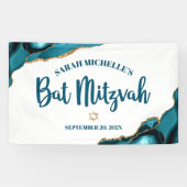 バット・ミッツヴァ 現代瑪瑙 ゴールド ターコイズ スクリプト 横断幕 (横)