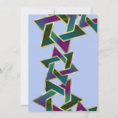 バット・ミツバの紫とターコイズのダビデの星 あらゆる色 招待状 (裏面)