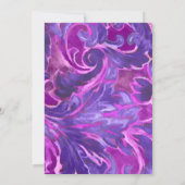 バット・ミツバーのためのゴールドスター 紫とピンクのダマスク 招待状 (裏面)