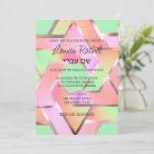 バット・ミツバーのための層状のダビデの星 - ターコイズ・アクア 招待状 (スタンド正面)