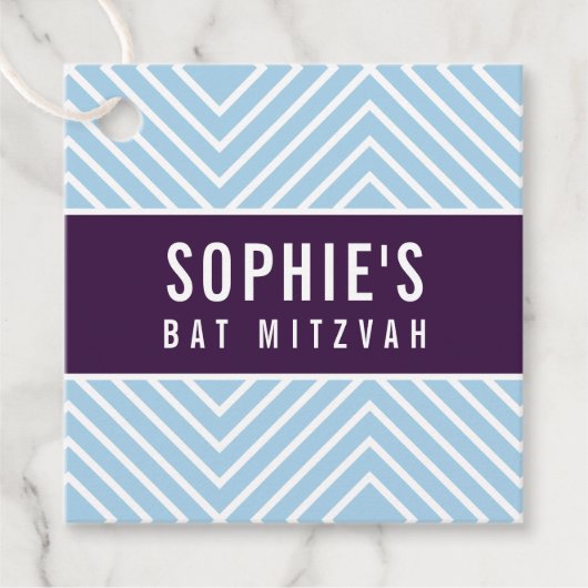 バット・ミツバーのシンプルなモダン幾何学的なワインカラー フェイバータグ (正面)