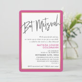 バット・ミツバーのシンプルな現代風ピンクゴールドフレーム 招待状 (スタンド正面)