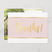 バット・ミツバ・サンクス・ユー モダン ブラッシュピンク ゴールド サンキューカード (正面/裏面)