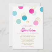 バット・ミツバ【スタイル抜群の】コンフェッティ　ゴールド ピンク ミント 招待状 (正面)