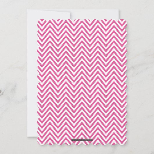 バット・ミツバ・フォト　シェブロンストライプ　ゴールドグリッター　ピンク 招待状 (裏面)