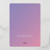 バット・ミツバ　モダンスター　パープルピンクグラデーション 箔招待状 (裏面)