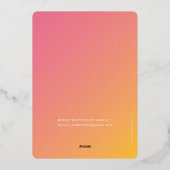 バット・ミツバ モダンスター ピンクイエロー グラデーション 箔招待状 (裏面)