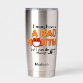 バッドマウス名前をカスタムする 保温保冷タンブラー (背面)