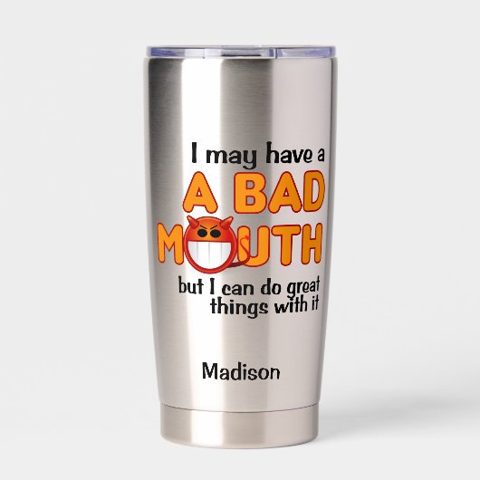 バッドマウス名前をカスタムする 保温保冷タンブラー (正面)