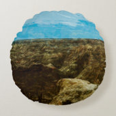 バッドランズナショナルパークサウスダコタ抽象芸術 ラウンドクッション (正面)