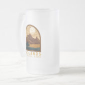 バッドランズナショナルパークヴィンテージエンブレム フロストグラスビールジョッキ (正面左)