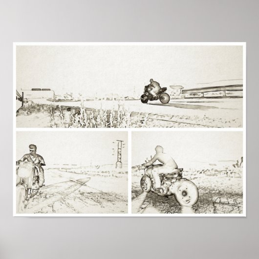 バッドランズバイクもしくは自転車に乗る人ポスター ポスター (正面)