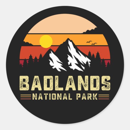 バッドランズ国立公園サウスダコタヴィンテージT – シェル ラウンドシール (正面)