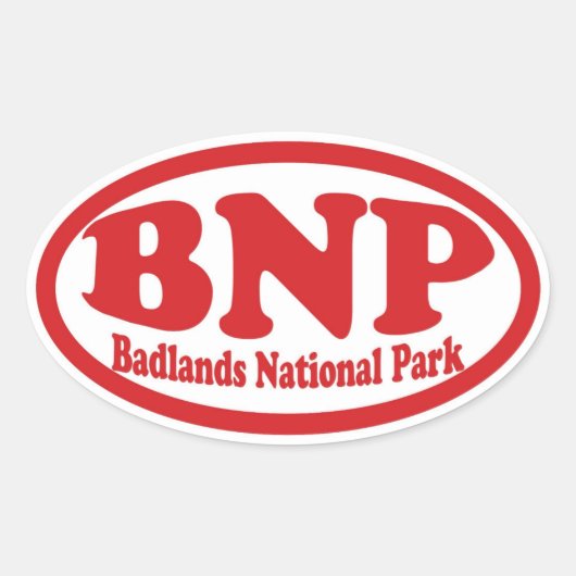バッドランズ国立公園レッドオーバルシール 楕円形シール (正面)