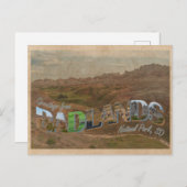 バッドランズ国立公園SDヴィンテージスタイルはがき ポストカード (正面/裏面)