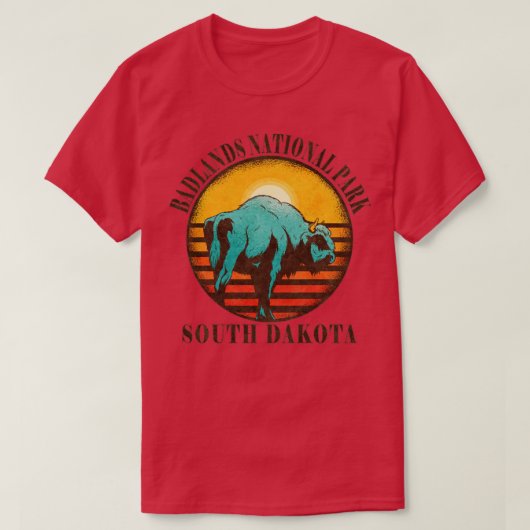バッドランズ米国国立公園サウスダコタビゾンヒキン Tシャツ (デザイン正面)
