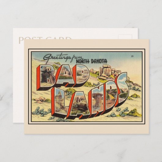 バッドランド国立公園ノースダコタからの挨拶 ポストカード (正面/裏面)