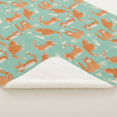 バッド・オレンジタビー猫がパターンを物ノック シェルパブランケット (3/4)