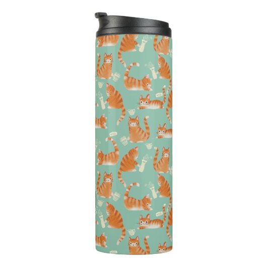 バッド・オレンジタビー猫がパターンを物ノック タンブラー (回転右)