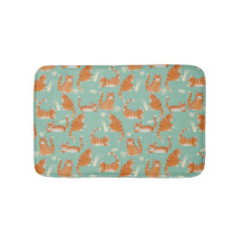 バッド・オレンジタビー猫がパターンを物ノック バスマット