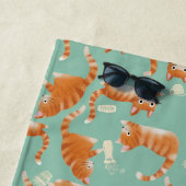 バッド・オレンジタビー猫がパターンを物ノック ビーチタオル (インサイチュ)