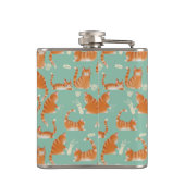 バッド・オレンジタビー猫がパターンを物ノック フラスク (裏面)