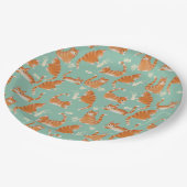 バッド・オレンジタビー猫がパターンを物ノック ペーパープレート (アングル)