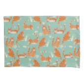 バッド・オレンジタビー猫がパターンを物ノック 枕カバー (正面)