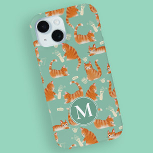 バッド・オレンジタビー猫がパターンを物ノック iPhone 15ケース