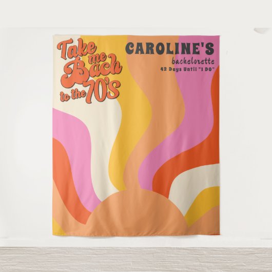 バッハから70年代のレトロGroovy Sunsetバチェロレッテ タペストリー (正面)