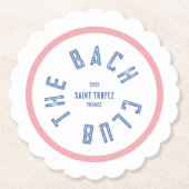 バッハクラブ ブルー クレスト ピンク ストライプ ペーパーコースター (正面)