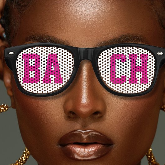 バッハバチェロレッテフェイスホットピンク&ホワイト レトロサングラス