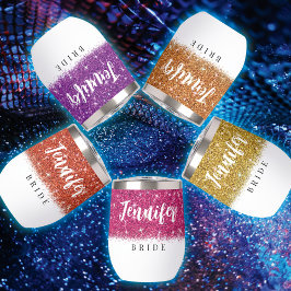 バッハパーティーブライド紫グリッターワインタンブラー