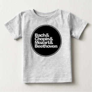 バッハ、ショパン、モーツァルト、ベートーベン ベビーTシャツ