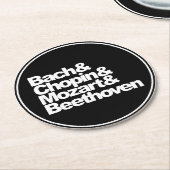 バッハ、ショパン、モーツァルト、ベートーベン ラウンドペーパーコースター (アングル)