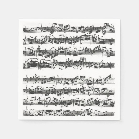 バッハ・チェロ・スイート・ミュージック・オリジナル原稿 スタンダードカクテルナプキン (正面)