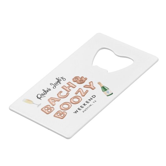 バッハ & ブージー ローズゴールド ブライズメイド ウィークエンド クレジットカード栓抜き (裏面アングル)