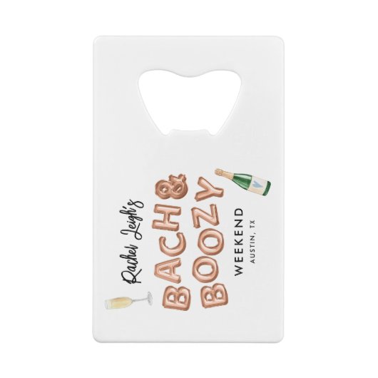 バッハ & ブージー ローズゴールド ブライズメイド ウィークエンド クレジットカード栓抜き (裏面)