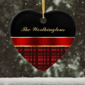 バッファエレガントロー・プレイドとレッドリボン セラミックオーナメント