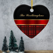 バッファエレガントロー・プレイドとレッドリボン セラミックオーナメント