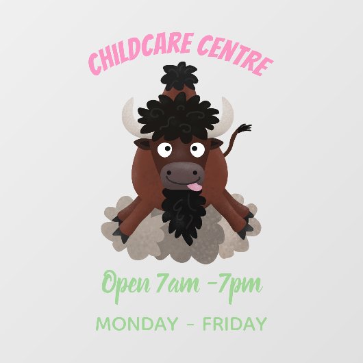 バッファロおもしろいバイソン漫画イラストレーション ウィンドウサイン (シート)