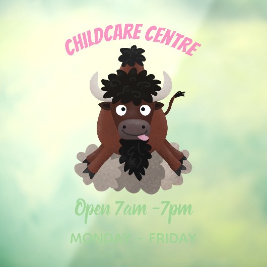 バッファロおもしろいバイソン漫画イラストレーション ウィンドウサイン (シート3)