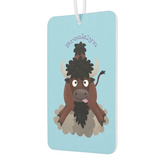 バッファロおもしろいバイソン漫画イラストレーション カーエアーフレッシュナー (左)