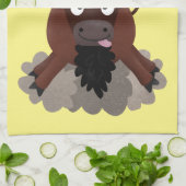 バッファロおもしろいバイソン漫画イラストレーション キッチンタオル (折り畳み)